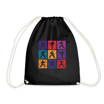 Karate Pop Art – 9 Fighters Retro - Drawstring Bag - black - Front
