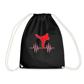 Martial Artist Heartbeat - Drawstring Bag - black - Front