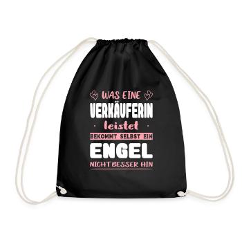 Verkäuferin Geschenke Abschied Kollegin Rente - Turnbeutel - Schwarz - Vorne