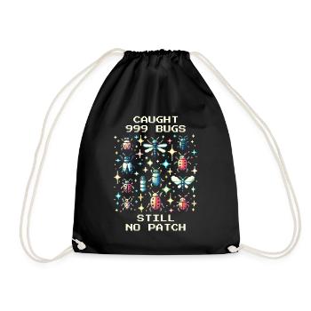 Bug Humor Retro Pixel Art Gaming Nerd Insects - Drawstring Bag - black - Front