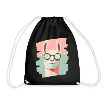 Lama Alpaka Beauty Selfcare Maske - Turnbeutel - Schwarz - Vorne