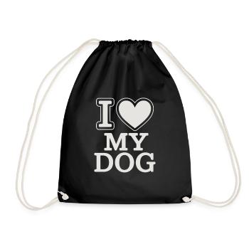 J’aime mon chien – Heart Design - Sac de sport léger - noir - Devant