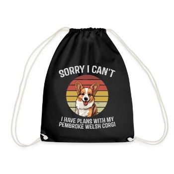 Pembroke Welsh Corgi Apology Design - Drawstring Bag - black - Front