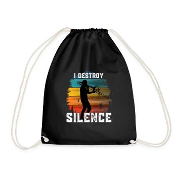 Funny Trombone Player Lover I Destroy Silence - Drawstring Bag - black - Front