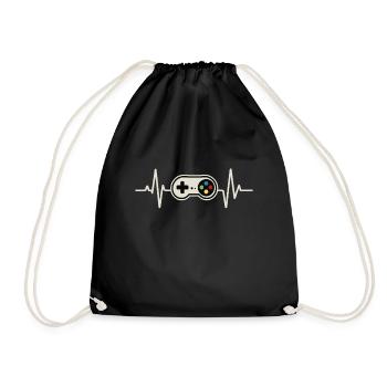 Gamer Heartbeat - Drawstring Bag - black - Front