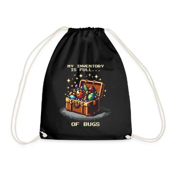 Bug Collector Inventory Insects Pixel Retro - Drawstring Bag - black - Front
