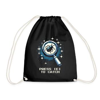 Catch Action Button Gaming Retro Pixel Entomology - Drawstring Bag - black - Front