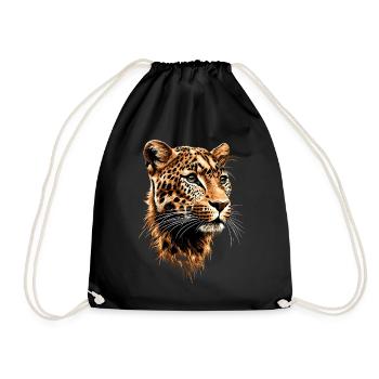 Leopard Panther Big Cat Cat Panther Leopard - Drawstring Bag - black - Front