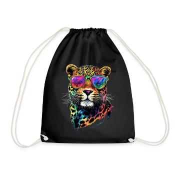 Leopard Panther Big Cat Cat Panther Leopard - Drawstring Bag - black - Front