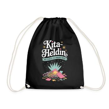 Daycare Heroine Where Chaos Becomes Magic Kindergarten Teacher - Drawstring Bag - black - Front