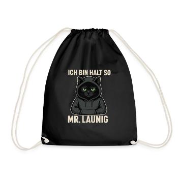 Mr. Launig – Ich bin halt so! Miesepeter-Katzen-De - Turnbeutel - Schwarz - Vorne