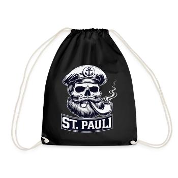 St.Pauli Kiez Hamburg Totenkopf Sankt Pauli - Drawstring Bag - black - Front