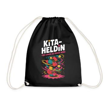 Daycare Heroine Where Chaos Becomes Magic Kindergarten Teacher - Drawstring Bag - black - Front