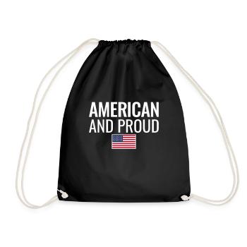 American And Proud Amerikanische Flagge USA - Drawstring Bag - black - Front