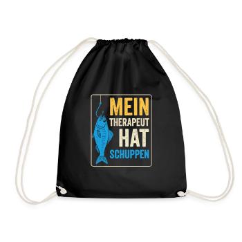 Fishing Therapy Saying - Drawstring Bag - black - Front