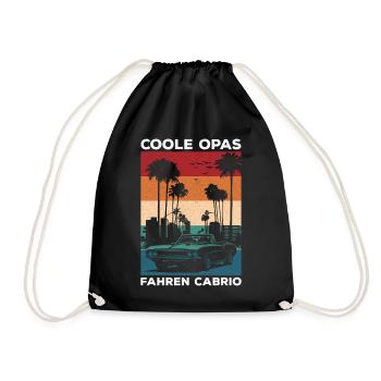 Cool Grandpas Driving Convertible Retro Grandpa - Drawstring Bag - black - Front