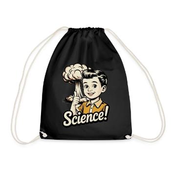 Science – Vintage Atomic Satire Design - Drawstring Bag - black - Front