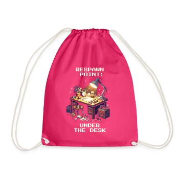 Respawn Workshop Floor Precision Mechanics Humor Retro - Drawstring Bag - fuchsia - Front
