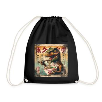 Ramen T Rex Grunge Poster Style - Drawstring Bag - black - Front