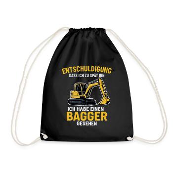 Excavator Saying - Drawstring Bag - black - Front