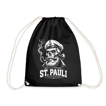 St.Pauli Kiez Hamburg Totenkopf Sankt Pauli - Turnbeutel - Schwarz - Vorne