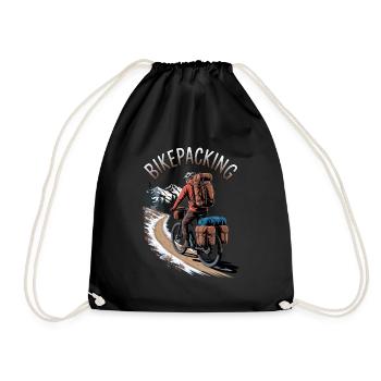 Bikepacking – freedom on two wheels - Drawstring Bag - black - Front