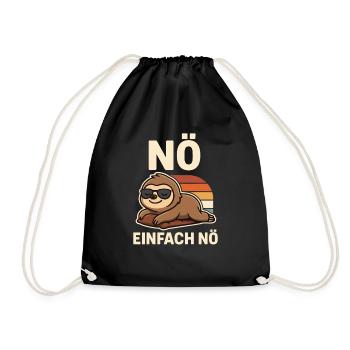 Nö. Einfach Nö – Chilliges Faultier Funshirt - Turnbeutel - Schwarz - Vorne