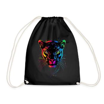 Panther Leopard Big Cat Cute Big Cat Panter - Drawstring Bag - black - Front