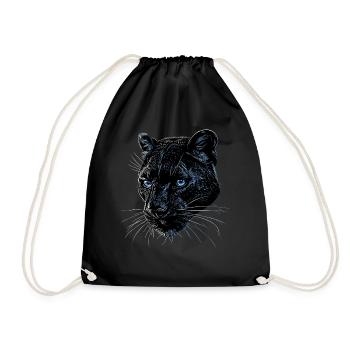 Panther Leopard Big Cat Cute Big Cat Panter - Drawstring Bag - black - Front