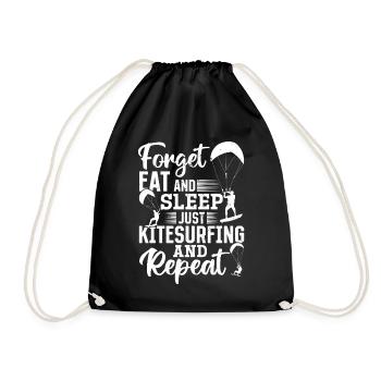 Kitesurfer - Forget eat and sleep just Kitesurfing - Drawstring Bag - black - Front