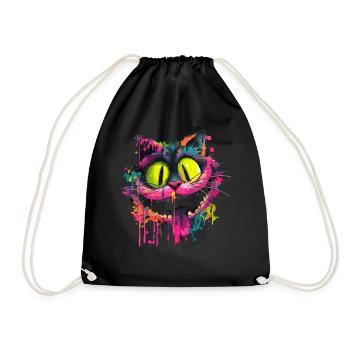 Style Street Art Chat Cheshire Psychédélique Coloré - Sac de sport léger - noir - Devant