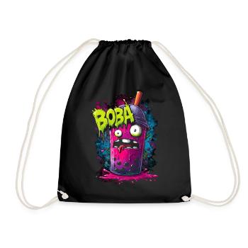 Boba Tea Monster im bunten Graffiti Street Style - Turnbeutel - Schwarz - Vorne
