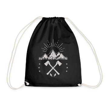 Montagne accidentée lever de soleil hache emblème - Sac de sport léger - noir - Devant