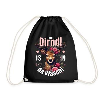 Trachtenshirt Damen Trachten T-Shirt Dirndl Ersatz - Turnbeutel - Schwarz - Vorne
