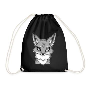 Gray Fox - Drawstring Bag - black - Front