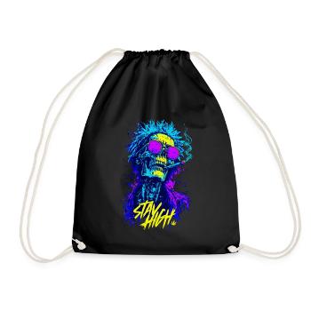 Stay High Skull – Zombie néon psychédélique - Sac de sport léger - noir - Devant