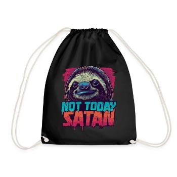 Not Today Satan Faultier – Lustiger Spruch - Turnbeutel - Schwarz - Vorne