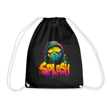 Splash Skull Neon Graffiti Street Art Pull Sweat à capuche Lo - Sac de sport léger - noir - Devant