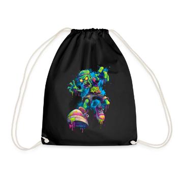 Neon Zombie Streetstyle Bande dessinée Skater Graffiti Look - Sac de sport léger - noir - Devant