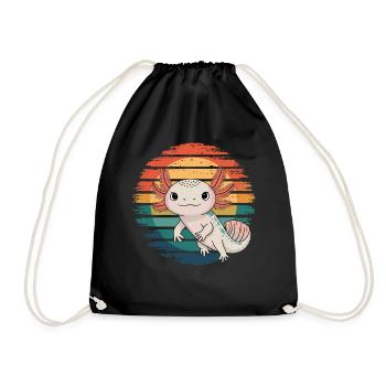 Retro Axolotl Vintage Sunset Axolotl Gifts Kids - Turnbeutel - Schwarz - Vorne