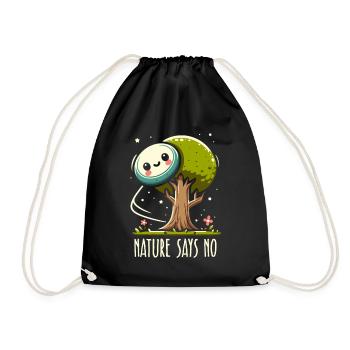 Nature Says No | Disc Golf Tree Frustration Throw - Drawstring Bag - black - Front