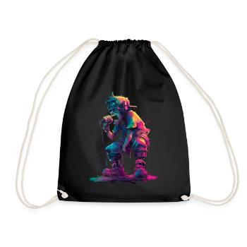 Coloré Rappeur Style Bande Dessinée Musique Urbaine Graphique - Sac de sport léger - noir - Devant