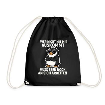 Cooler Pinguin-Spruch - Turnbeutel - Schwarz - Vorne