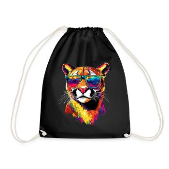 Panther Leopard Big Cat Cute Big Cat Cats - Drawstring Bag - black - Front