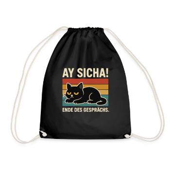 Ay Sicha Katze Retro - Turnbeutel - Schwarz - Vorne