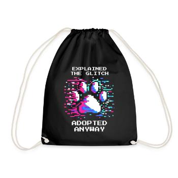 Adopted despite glitch | Animal shelter animal love - Drawstring Bag - black - Front