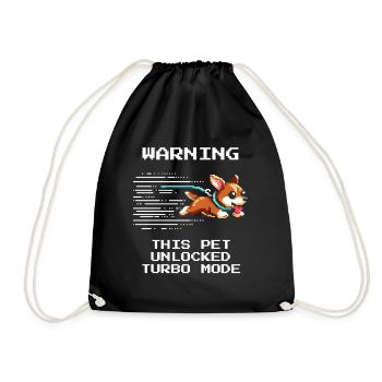 Attention: Turbo Tier Active | Animal shelter Energy Level - Drawstring Bag - black - Front