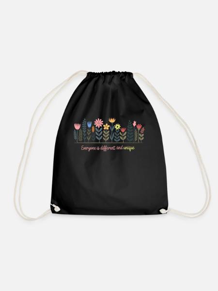 Wildblumen , Everyone is different and unique - Turnbeutel - Schwarz