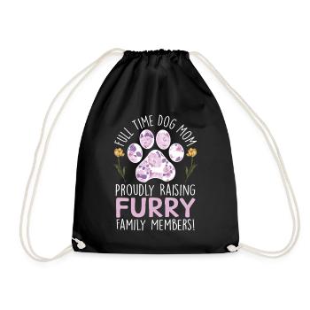 Furry Dogs Full Time Dogs Mom - Drawstring Bag - black - Front