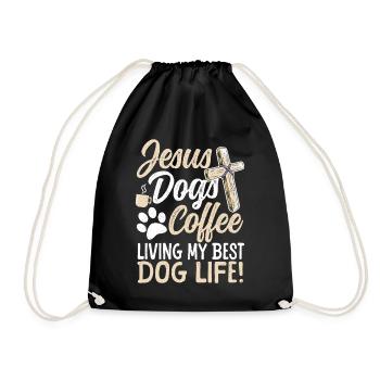 My best dogs live! Jesus Dogs Mom - Drawstring Bag - black - Front